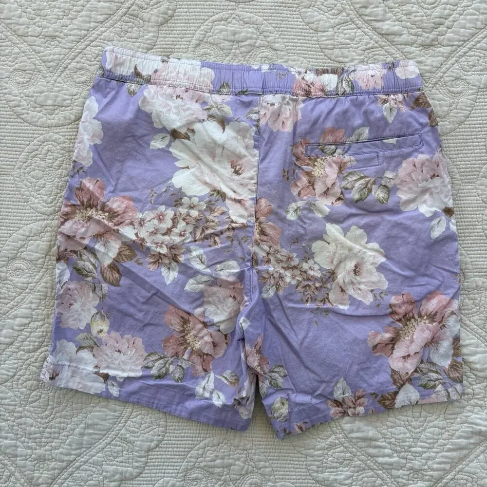 Modern Amusement Men’s Swim Trunks Purple Flowers Size Small
